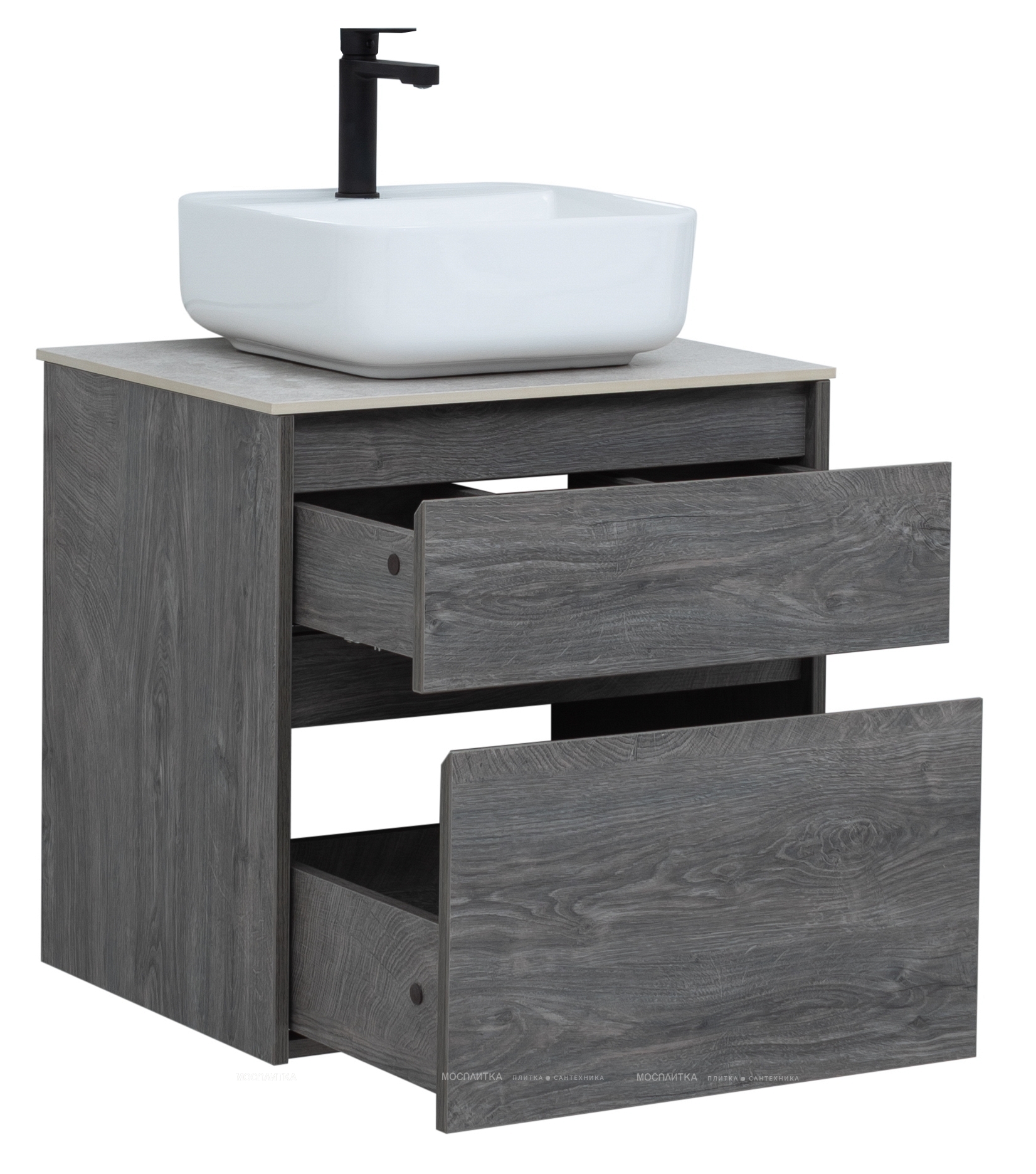 Комплект мебели для ванной Aquanet Nova Lite 60 см 242577, 2 ящика, венге, черный - изображение 4