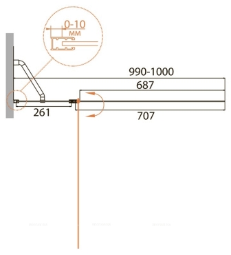 Шторка на ванну Cezares RELAX-V-11-100/140-P-Bi-L, профиль белый стекло рифленое 100см - 2 изображение