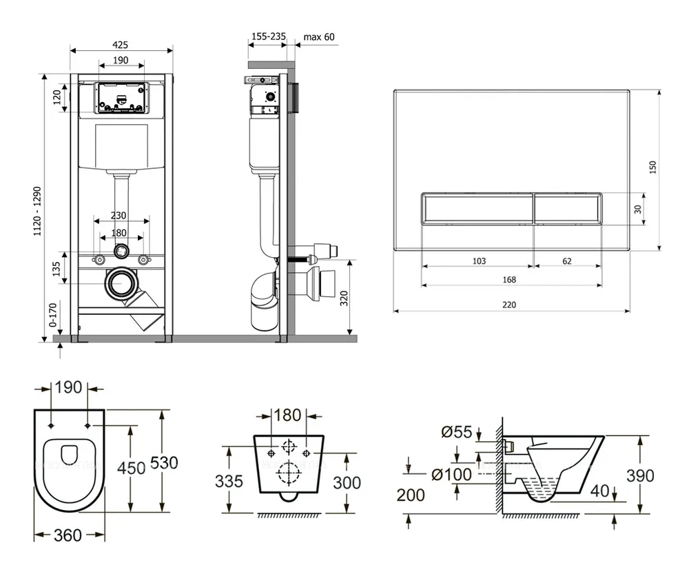 Комплект подвесной безободковый унитаз Lavinia Boho Biore Rimless, микролифт, 87040097 - изображение 9