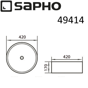 Раковина-чаша 41 см Sapho Ring 49414 белый - 2 изображение