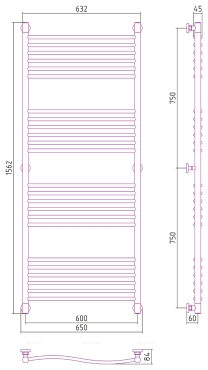 Полотенцесушитель водяной Сунержа Флюид+ 150х60 см 051-0222-1560 состаренная латунь - 3 изображение