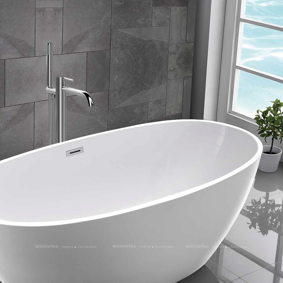 Смеситель для ванны напольный Vincea Desire VTF-1DCH с регулятором давления, однорычажный, хром - изображение 2