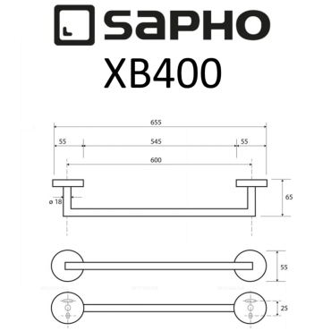 Полотенцедержатель Sapho X-Round Black XB400 черный - 2 изображение