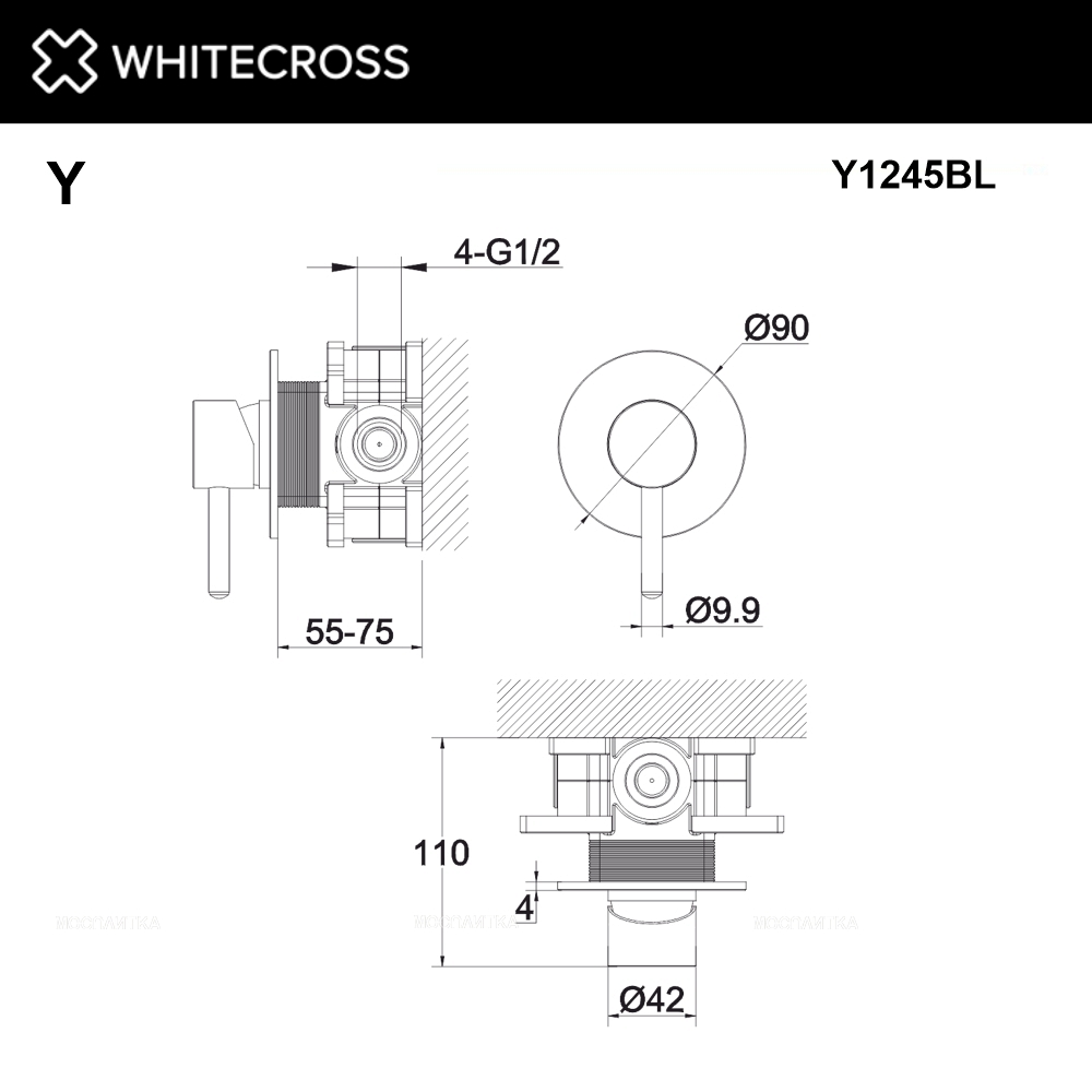 Смеситель для душа Whitecross Y black Y1245BL матовый черный - изображение 3