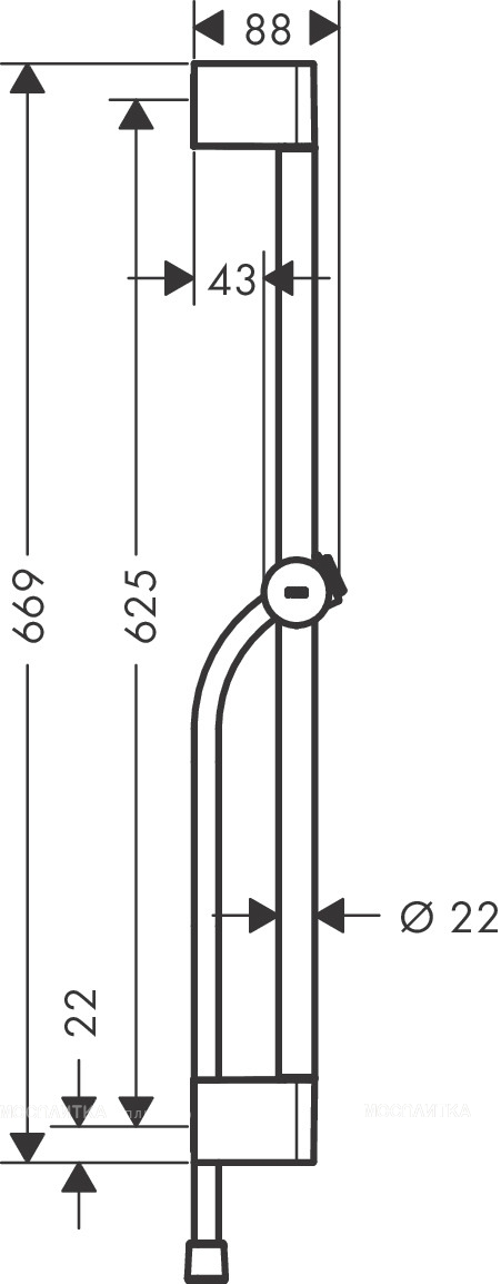 Душевая штанга Hansgrohe Unica 65 см 24400000, хром - изображение 2