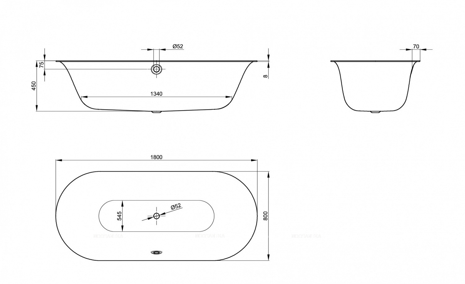 Стальная ванна Bette Lux Oval 180x80 см, 3466-000PLUS с покрытием Glasur® Plus - изображение 4