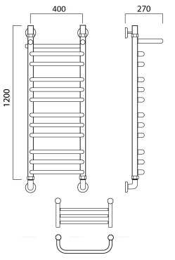 Полотенцесушитель водяной Aquanerzh лесенка скоба групповая с полкой 120x40 - 2 изображение