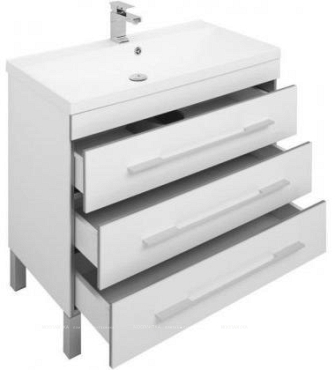 Комплект мебели для ванной Aquanet Верона 90 белый напольный 3 ящика - 7 изображение