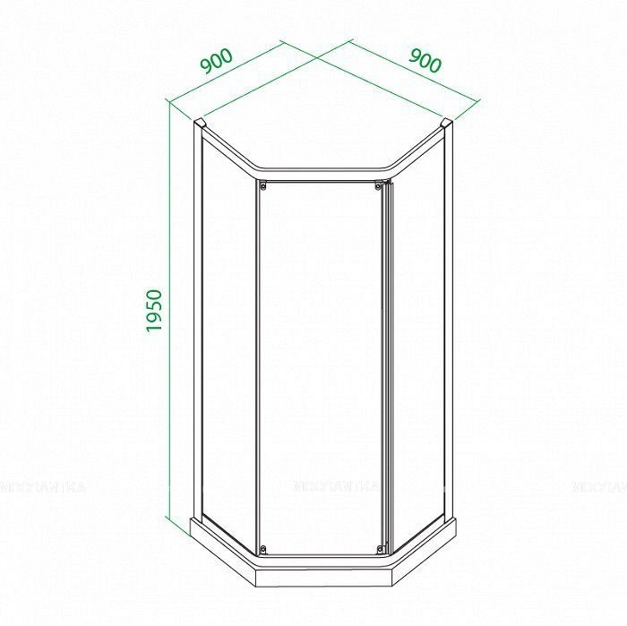 Дверки душевые IDDIS Mirro трапеция, алюминиевый профиль, шелк, стенки матовые 90х90х195 см M30T099i23 - изображение 2