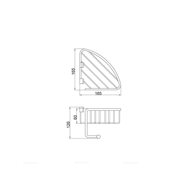 Полка угловая Veragio Basket 16,5х16,5хh12,6 см, с крючком, хром - 2 изображение
