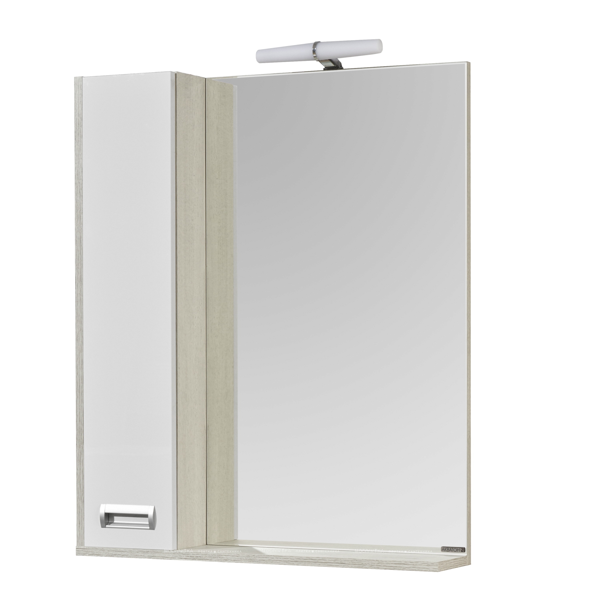 Зеркальный шкаф Aquaton Бекка PRO 70 белый, дуб сомерсет 1A214702BAC20 - изображение 3