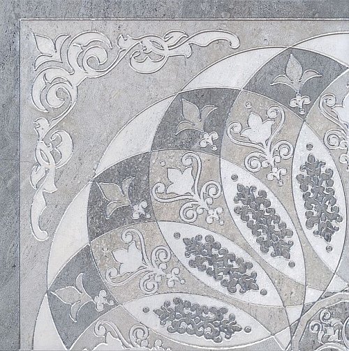 Керамогранит Kerama Marazzi Декор Монтаньоне серый лаппатированный 1/4 розона 40,2х40,2