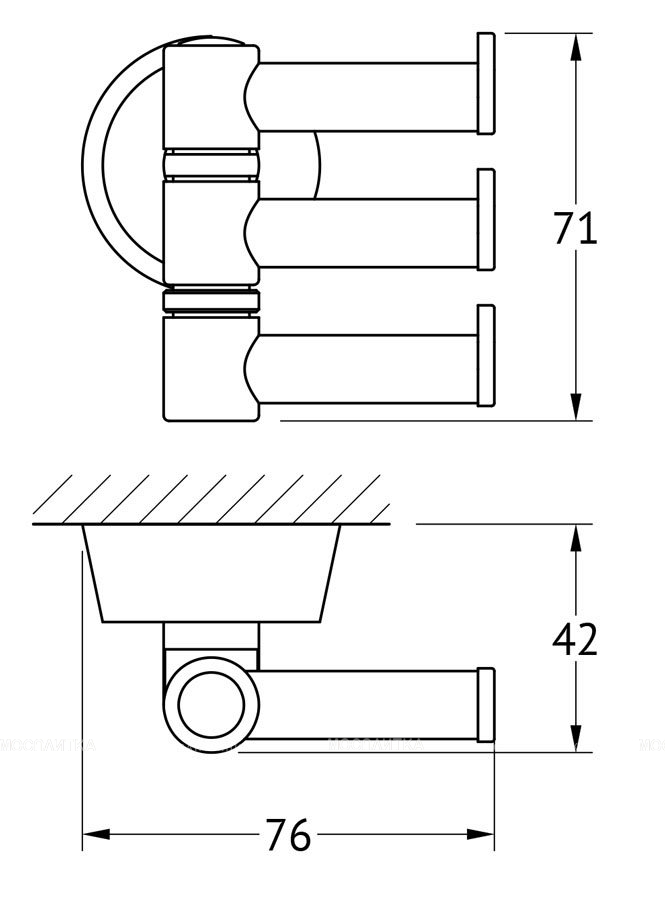 Крючок поворотный тройной FBS Vizovice VIZ 047 - изображение 2