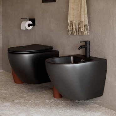Комплект подвесной безободковый унитаз Ceramica Nova Metropol Rimless с крышкой-сиденьем CN4002MB, черный матовый + инсталляция Creto Standart 1.1 - 7 изображение