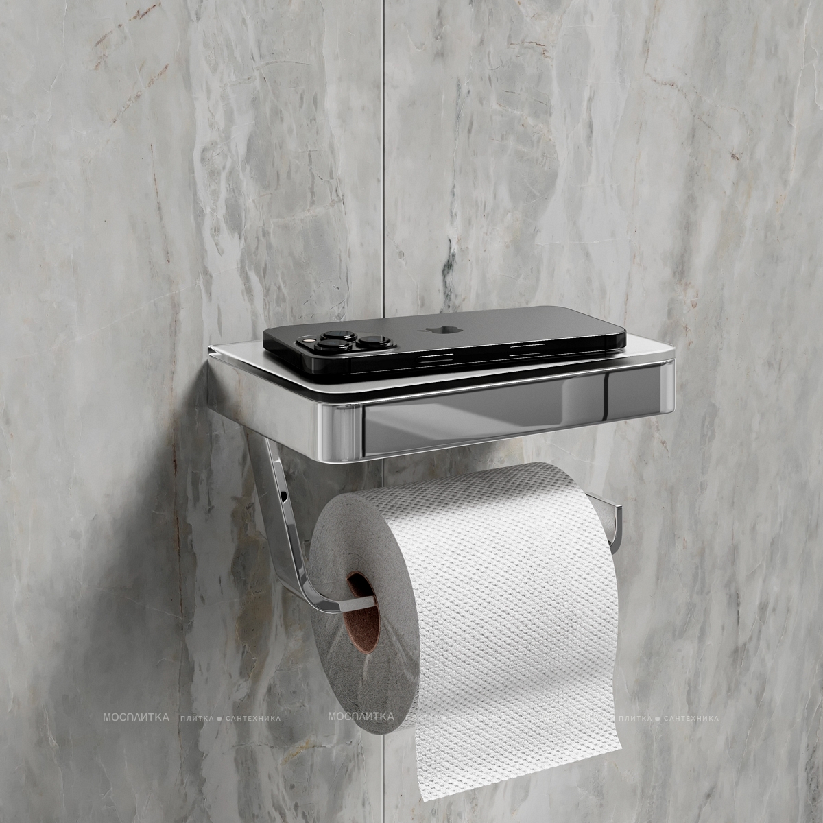 Держатель туалетной бумаги с полкой Lemark Glass Line 9721028 хром - изображение 2