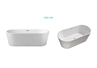 Акриловая ванна Aquatek Ово 180х80х60, отдельностоящая, в комплекте со сливом и ножками, белая глянцевая, AQ-998801