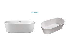 Акриловая ванна Aquatek Ово 180х80х60, отдельностоящая, в комплекте со сливом и ножками, белая глянцевая, AQ-99880