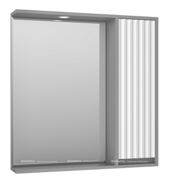 Зеркальный шкаф Brevita Balaton 80 см BAL-04080-01-01П правый, с подсветкой, белый / серый - 2 изображение