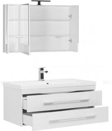 Комплект мебели для ванной Aquanet Нота 100 белый зеркало камерино - изображение 2