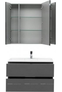 Комплект мебели для ванной Aquanet Алвита 90 серый антрацит - 3 изображение