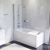 Набор Am.Pm Gem: Ванна 150x70 см с каркасом и шторкой, душевая система со смесителем для ванны и душа, W90ASET-150D81