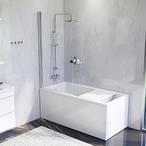 Набор Am.Pm Gem: Ванна 150x70 см с каркасом и шторкой, душевая система со смесителем для ванны и душа, W90ASET-150D8