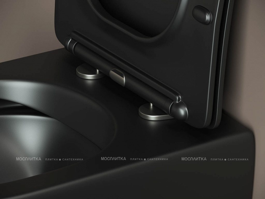 Комплект подвесной безободковый унитаз Ceramica Nova Metropol Rimless с крышкой-сиденьем CN4002MB, черный матовый + инсталляция Geberit Duofix Sigma Plattenbau 111.362.00.5 - изображение 10