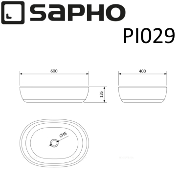 Раковина-чаша 58 см Sapho Priori PI029 белый - 2 изображение