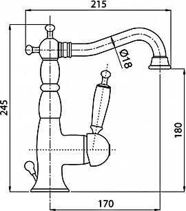 Смеситель для раковины Bugnatese Oxford 6313BR с донным клапаном, бронза