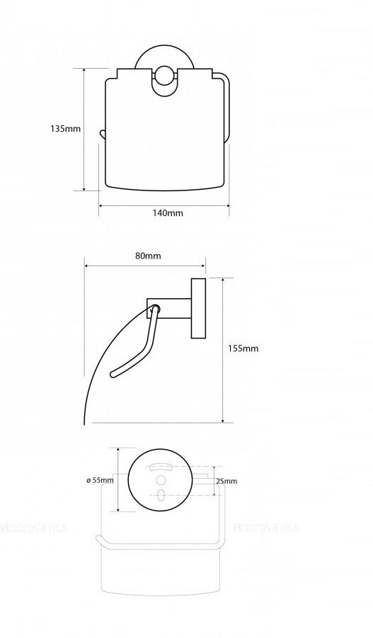 Держатель туалетной бумаги Bemeta Omega 104112012R 14 x 8 x 15.5 см с крышкой, правый, хром - изображение 2