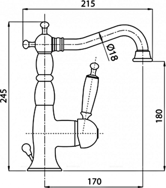 Смеситель для раковины Bugnatese Oxford 6313BR с донным клапаном, бронза - 4 изображение