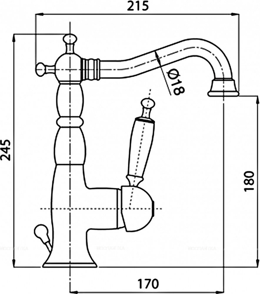 Смеситель для раковины Bugnatese Oxford 6313BR с донным клапаном, бронза - изображение 4