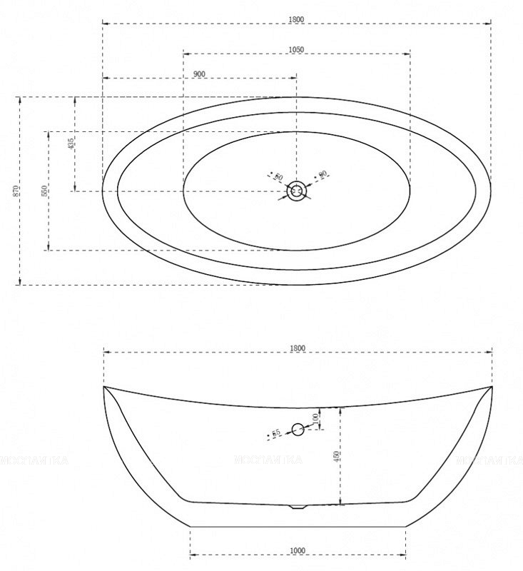 Акриловая ванна Abber 180x87x65 AB9248 - изображение 2