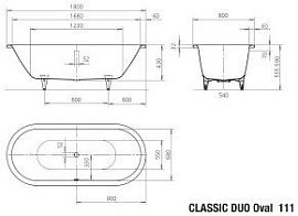 Стальная ванна Kaldewei Classic Duo Oval 180x80 см покрытие Easy-clean