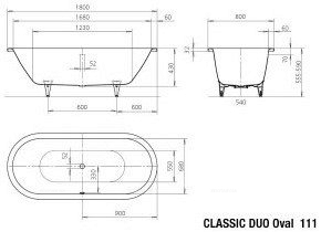 Стальная ванна Kaldewei Classic Duo Oval 180x80 см покрытие Easy-clean - 3 изображение