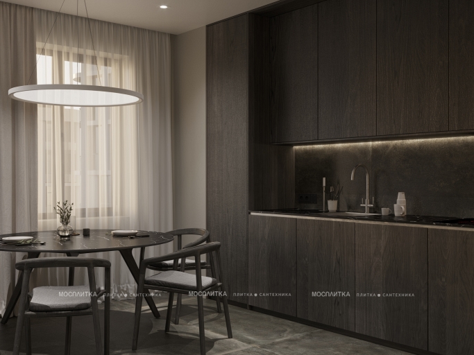 Дизайн Кухня в стиле Минимализм в коричневом цвете №13362 - 5 изображение