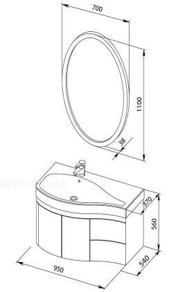 Комплект мебели для ванной Aquanet Сопрано 95 L распашн. двери белый - изображение 8