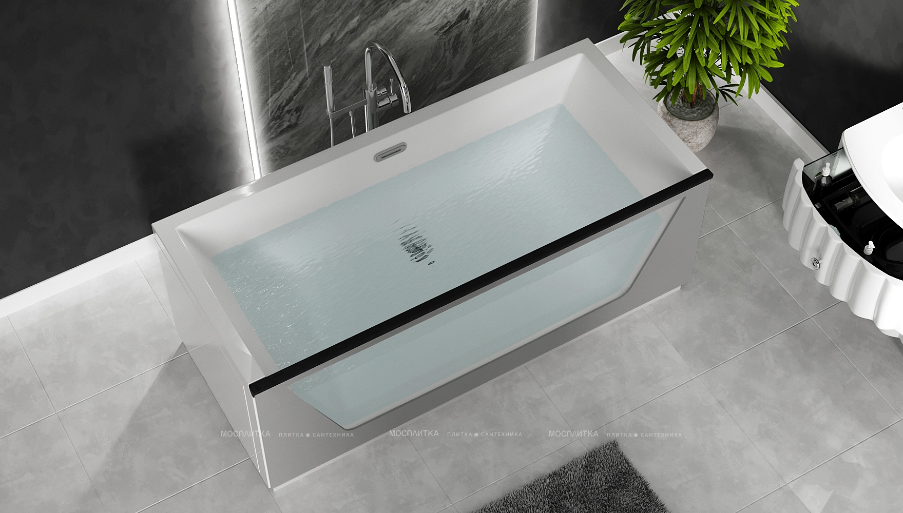 Акриловая ванна Aima Design Neo 170*75 1 стекло (матовое серое) - изображение 2