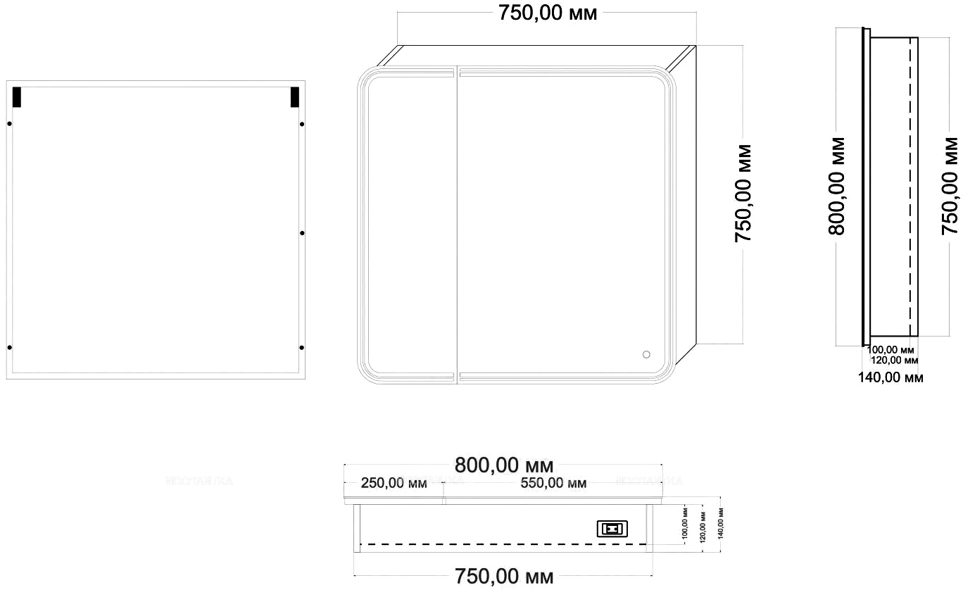 Зеркальный шкаф Art&Max Verona 80 см AM-Ver-800-800-2D-R-DS-F с подсветкой, белый - изображение 3