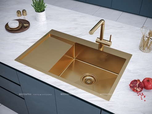 Мойка кухонная Paulmark Elde PM807851-BGR брашированное золото - 3 изображение