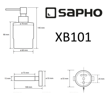 Дозатор Sapho X-Round Black XB101 черный - 2 изображение