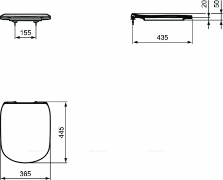 Комплект Ideal Standard Tesi Prosys Oleas™ P1 унитаз + крышка-сиденье + инсталляция и пневматическая панель смыва PR386801 - 7 изображение