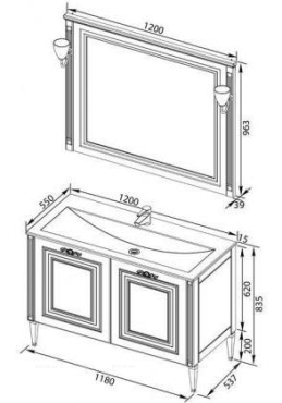 Комплект мебели для ванной Aquanet Паола 120 белый патина серебро - 7 изображение