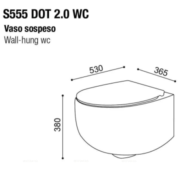 Унитаз подвесной AeT Dot 2.0 с креплениями, белый матовый S555T0R0V6101 - 3 изображение