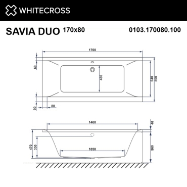 Акриловая ванна 170х80 см Whitecross Savia Duo 0103.170080.100 белая - 4 изображение