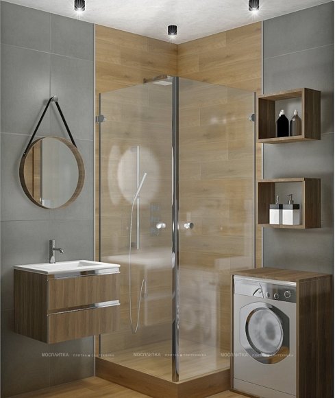 Дизайн Ванная в стиле Лофт в сером цвете №12400 - 5 изображение