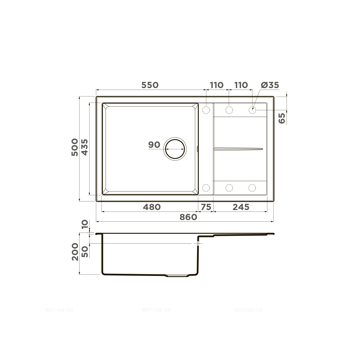 Кухонная мойка Omoikiri Sumi 86-WH белая, 4993649 - изображение 2