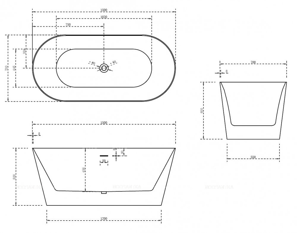 Акриловая ванна Abber AB9222 - изображение 5
