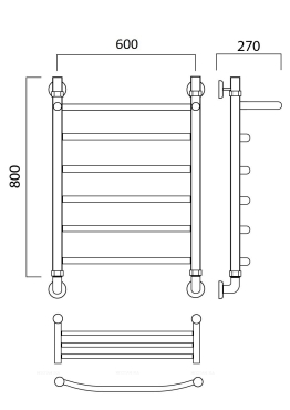 Полотенцесушитель водяной Aquanerzh лесенка дуга с полкой 80x60 - 2 изображение