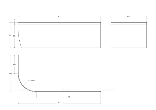 Фронтальная панель 180 см Cezares METAURO CORNER-180-SCR-L-W37 белая - 2 изображение